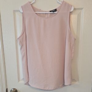 DKNY Women's Blush Sleeveless Sheer Blouse Shirt Top Size XL